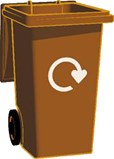 Brown wheeled bin