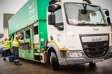 green recycling lorry