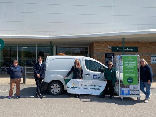 Photo of Morrison’s and MDDC staff, from L-R: Sue Sharland, Lucy Cottrell, Teresa Daveridge, Catherine Urquart and Haley Walker