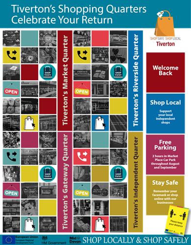 Tiverton's shopping quarters celebrate your return advert
