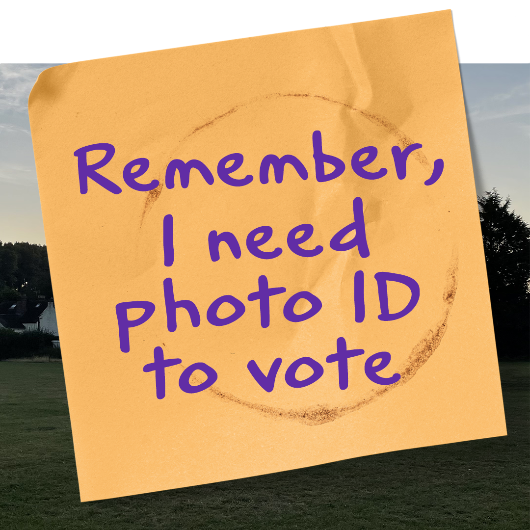 Image of post it note reminder to bring voter ID