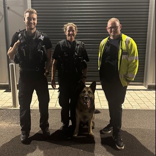 Councillor Luke Taylor with Police dog handlers