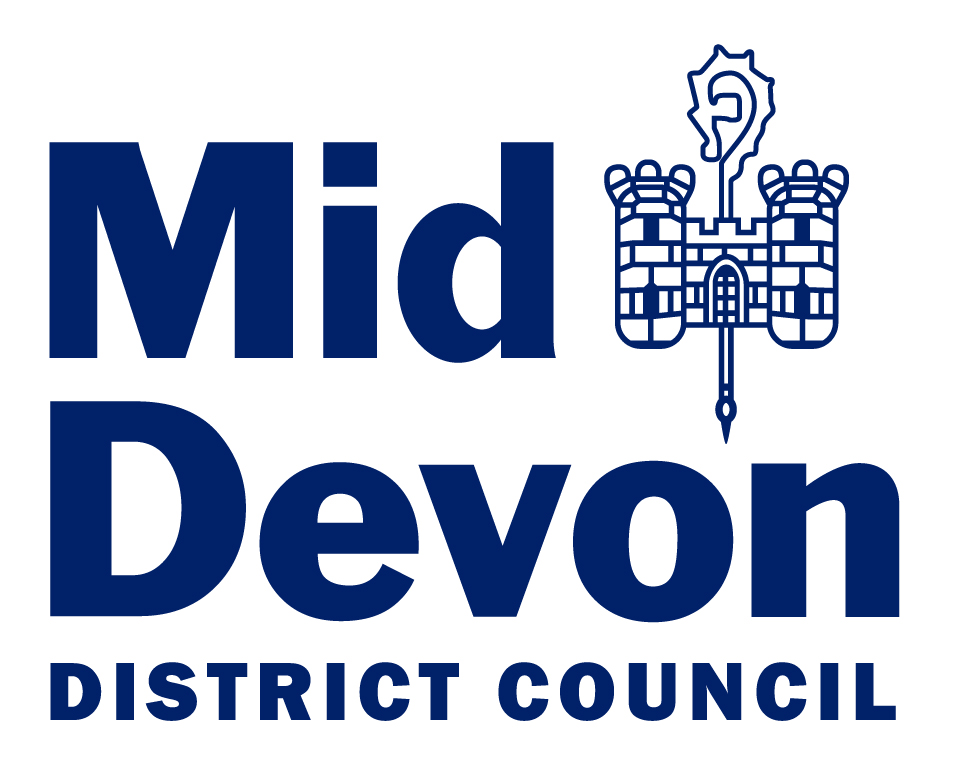 blue and white Mid Devon Council logo 