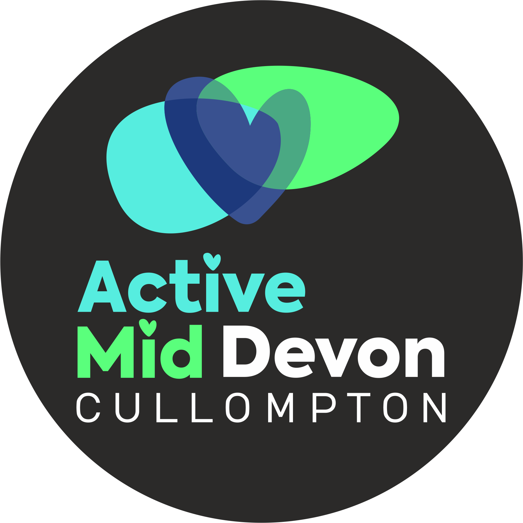 Black, green and white Active Mid Devon logo 