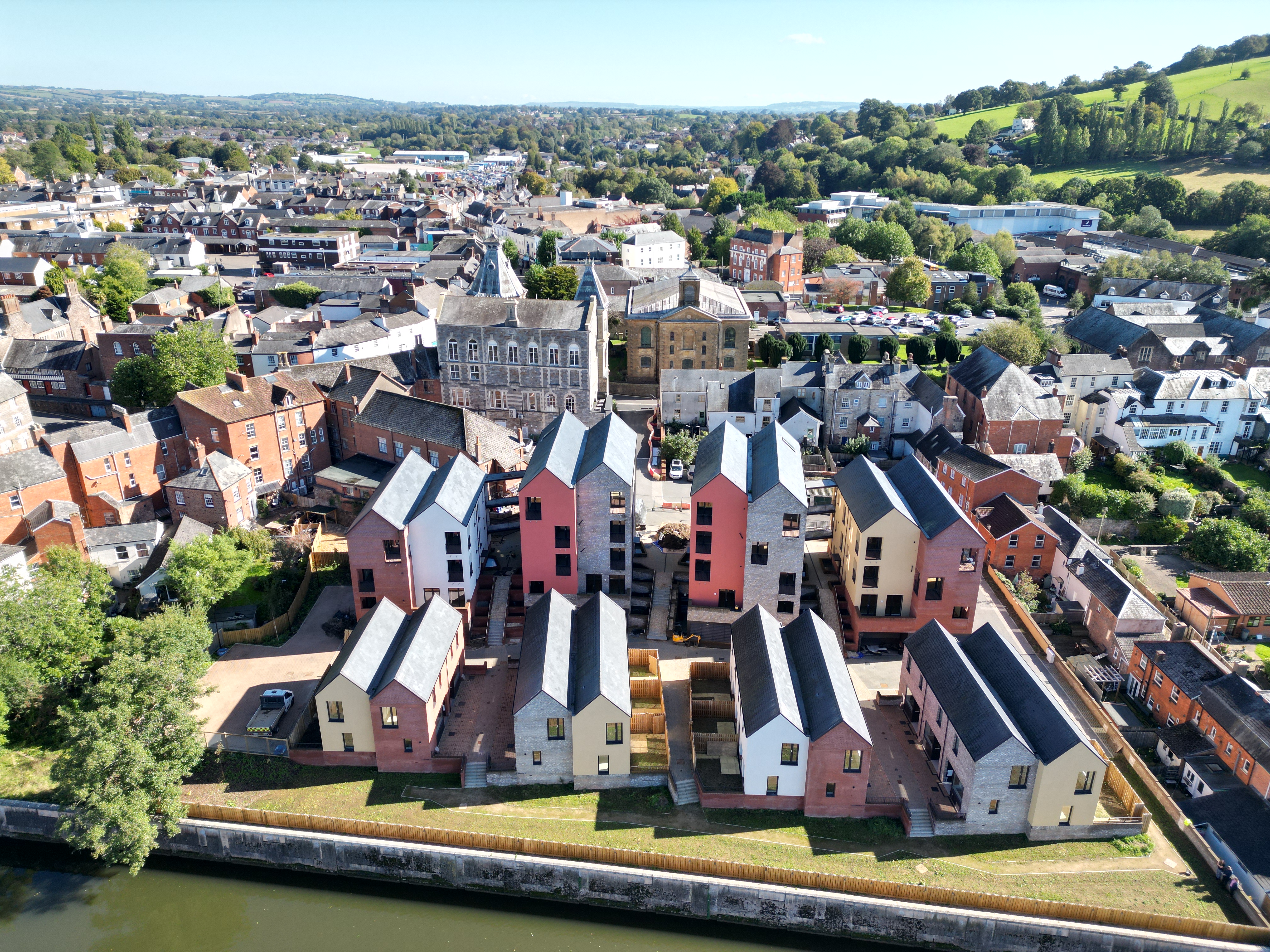 Aerial shot of St George's Court, Tiverton.