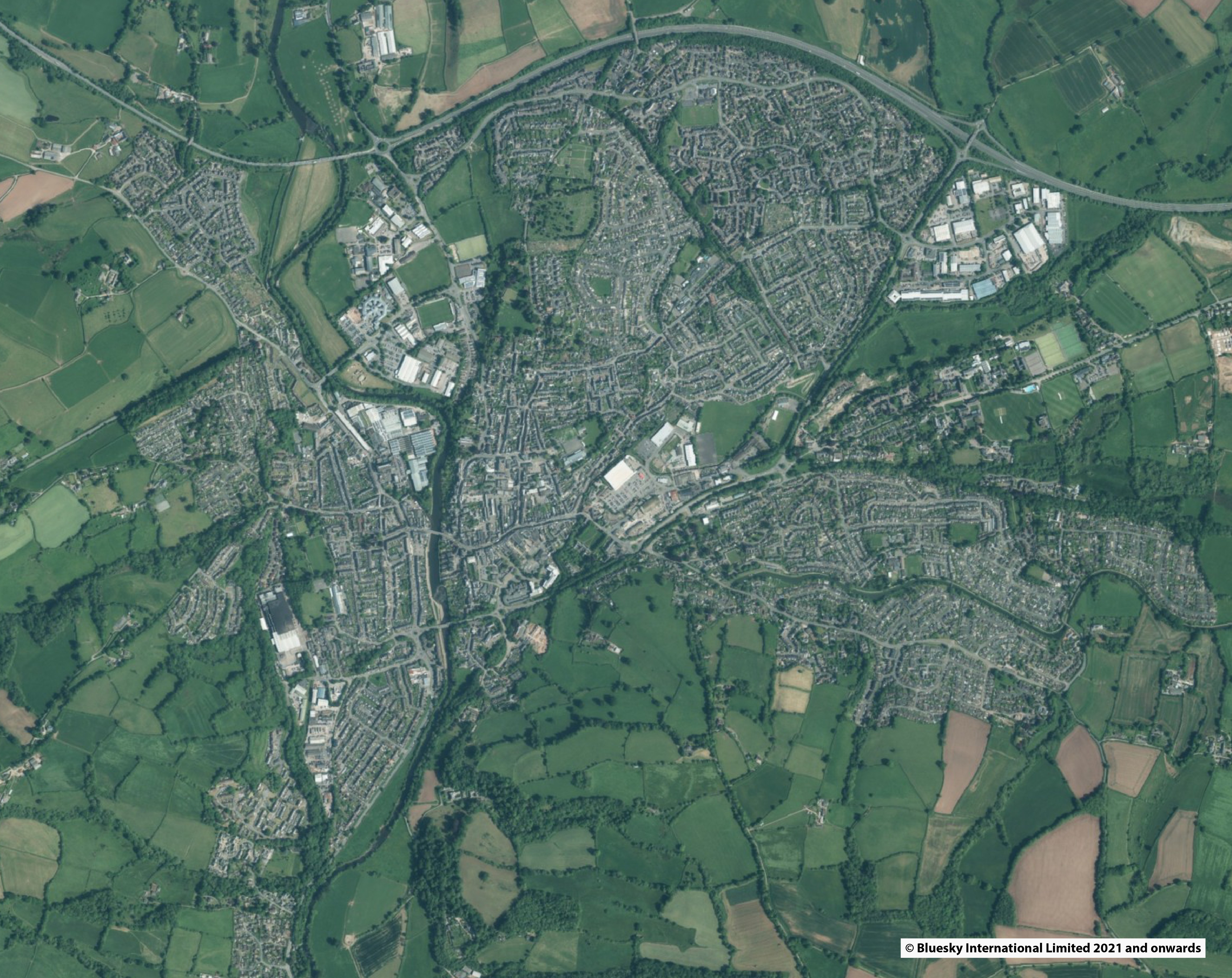 Aerial map of Tiverton, Devon