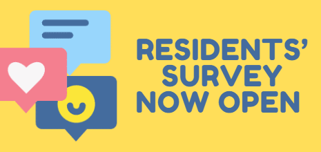 yellow background with blue speech bubble 