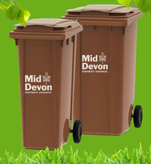 Two brown wheelie bins