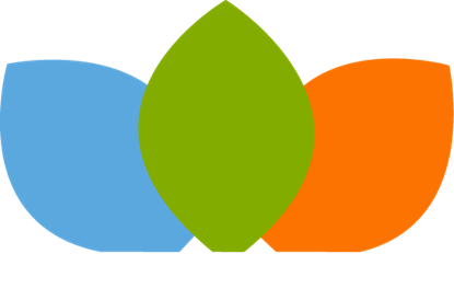 blue, green and orange leaf logo