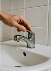 hand on a bathroom tap